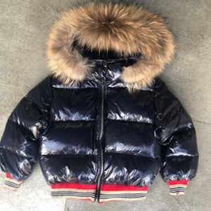 Stripe trim down coat