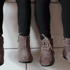 Corduroy lace up booties