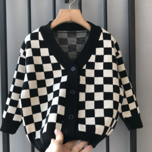 Checkered cardigan
