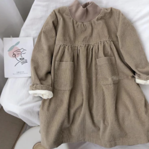 Corduroy mock neck dress