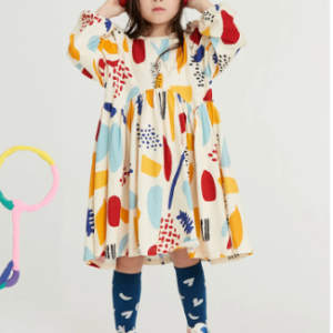 Printed high waist dress