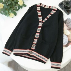 Stripe trim cardigan