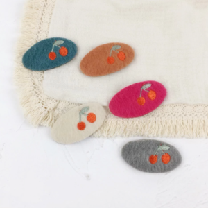 Embroidered cherry clips 5 pc