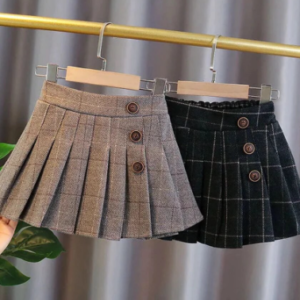 Button plaid skirt