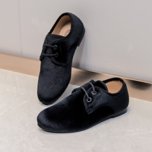 Velvet/herringbone lace ups