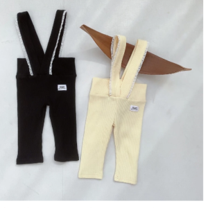 Ruffle trim suspender leggings