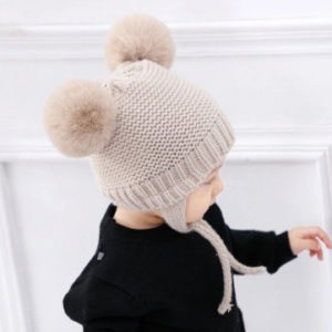 Double pom pom knit hat