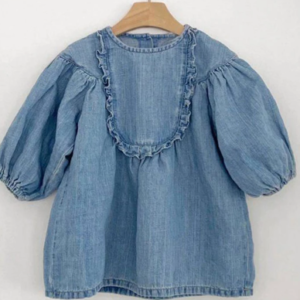 Denim puff sleeve dress