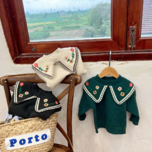 Embroidered collar sweater