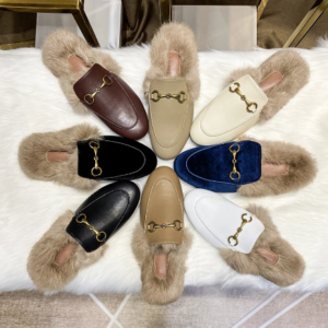 Fur trim mules