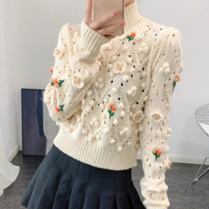 Embroidered turtleneck sweater