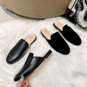 Leather/suede slides