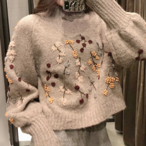 Embroidered turtleneck sweater