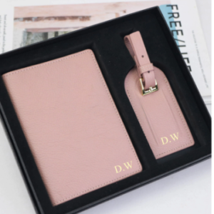 Monogram leather passport holder