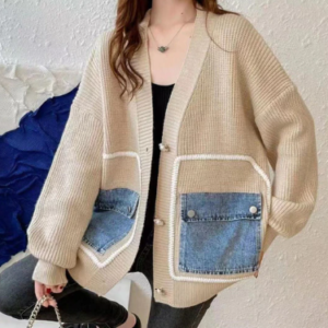 Denim pockets cardigan