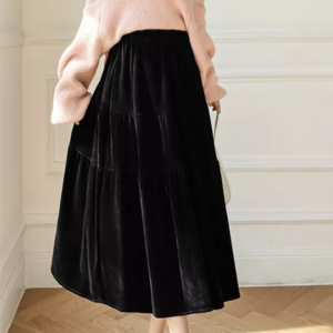 Velvet tiered skirt