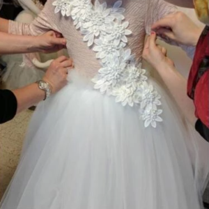 Flower applique gown