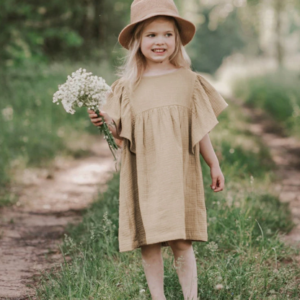 Muslin flutter sleeve dress