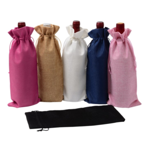 Burlap wine bag
