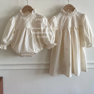 Lace panel dress/romper