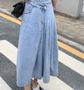 Denim wrap skirt