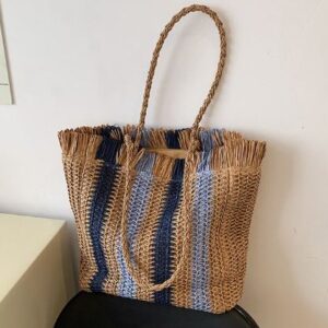 Striped straw bag