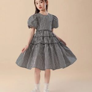 Gingham tiered dress