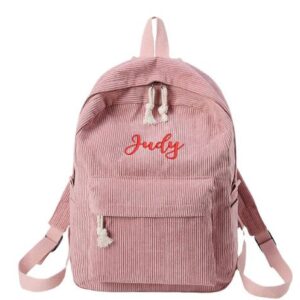 Personalized corduroy backpack