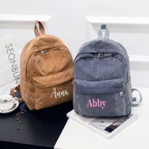 Personalized corduroy backpack