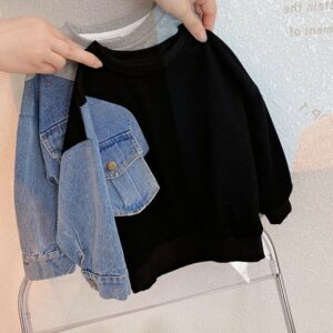 Denim sleeve sweatshirt