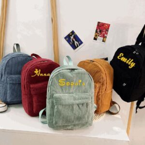Personalized corduroy backpack
