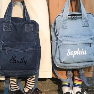 Personalized denim backpack