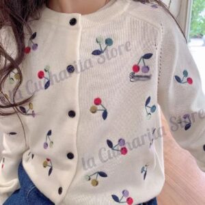 Embroidered cherries cardigan