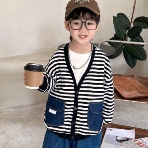 Denim pockets cardigan