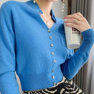 Up collar cardigan