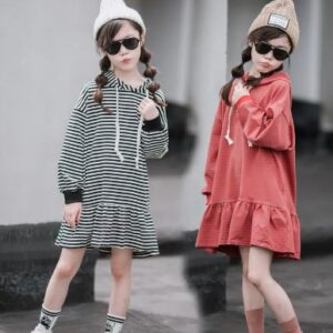 Striped hoodie dress