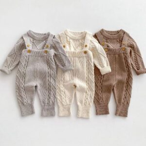 Knit sweater and overalls