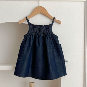 Denim smocked jumper