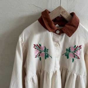 Corduroy embroidered dress