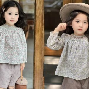 Floral smocked shirt