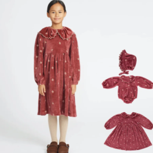 Velvet embroidered dress/ romper