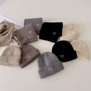 Embroidered heart scarf/hat
