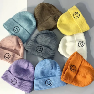 Embroidered smile hat