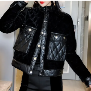 Velvet quilted jacket