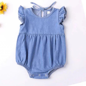 Denim ruffle romper