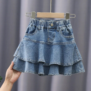 Layered denim skirt