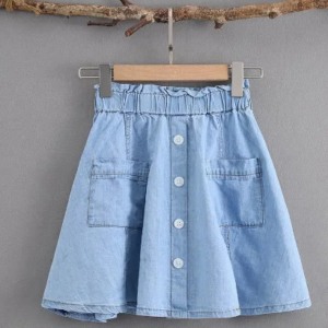 Button down denim skirt