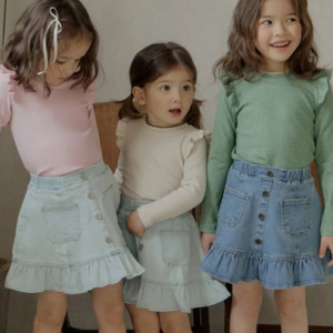 Denim ruffle hem skirt