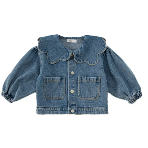Denim scallop collar jacket