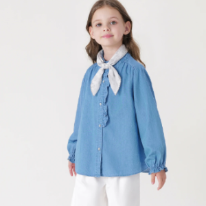 Denim ruffle shirt